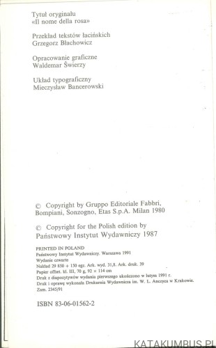 Imię róży. UMBERTO ECO