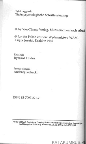 Pismo Święte w interpretacji psychologii głębi. ANZELM GRÜN OSB