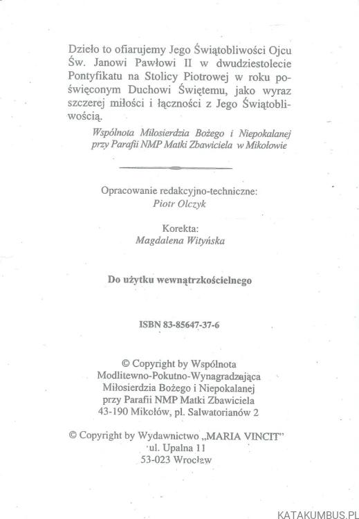 Modlitwa pokuta ofiara. PRACA ZBIOROWA