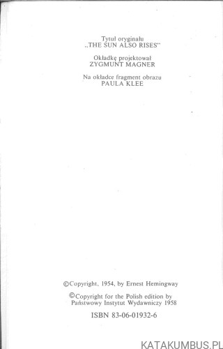 Słońce też wschodzi. ERNEST HEMINGWAY