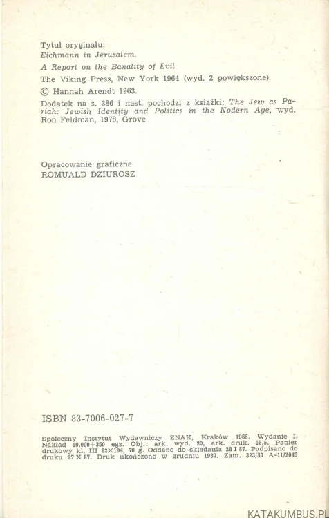 Eichmann w Jerozolimie. HANNAH ARENDT