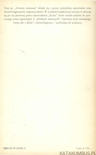 Utwory nieznane. JAROSŁAW IWASZKIEWICZ