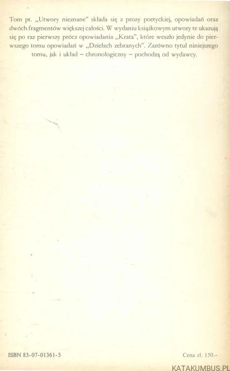 Utwory nieznane. JAROSŁAW IWASZKIEWICZ