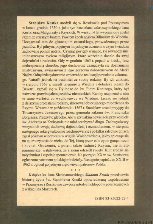 Śladami Kostki. KS. JAN ŚLEDZIANOWSKI