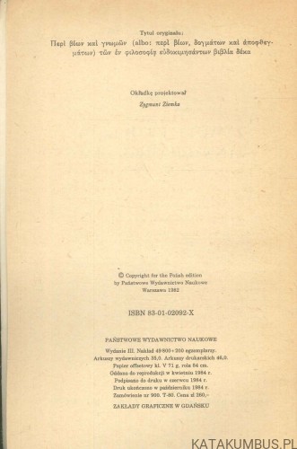 Żywoty i poglądy słynnych filozofów. DIOGENES LAERTIOS