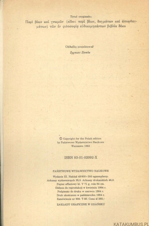 Żywoty i poglądy słynnych filozofów. DIOGENES LAERTIOS