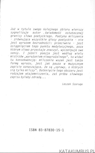 Dojrzewam do milczenia. KRZYSZTOF SEWERYN WROŃSKI