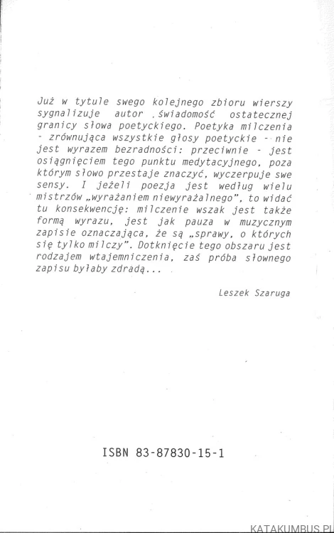 Dojrzewam do milczenia. KRZYSZTOF SEWERYN WROŃSKI