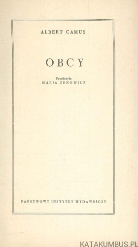 Obcy. ALBERT CAMUS