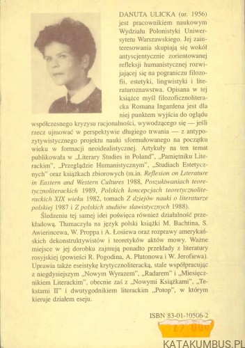 Ingardenowska filozofia literatury. DANUTA ULICKA