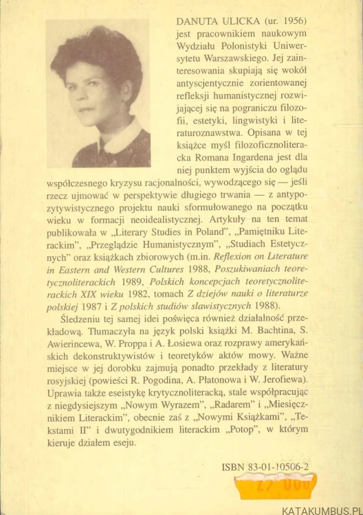Ingardenowska filozofia literatury. DANUTA ULICKA
