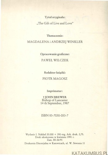 Dar życia i miłości. JOHN J. BILLINGS