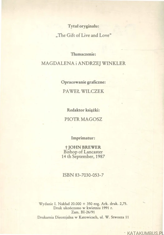 Dar życia i miłości. JOHN J. BILLINGS