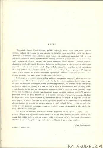 Historia literatury polskiej. JULIAN KRZYŻANOWSKI