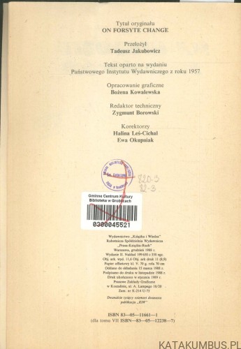 Na giełdzie Forsyte'ów. JOHN GALSWORTHY