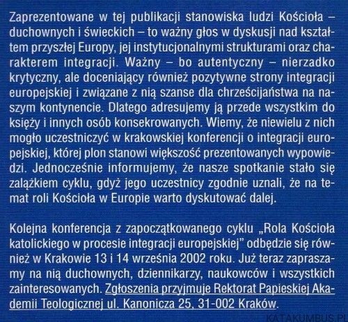 Rola Kościoła katolickiego w procesie integracji europejskiej. PRACA ZBIOROWA