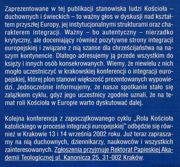 Rola Kościoła katolickiego w procesie integracji europejskiej. PRACA ZBIOROWA