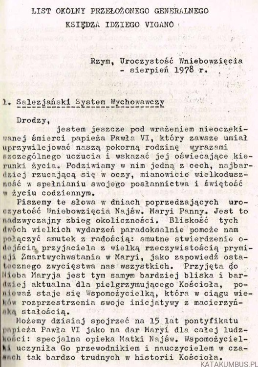 Salezjański program wychowawczy. ks. IDZI VIGANO