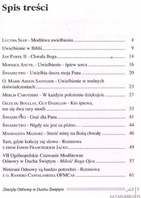 Moc uwielbienia i dziękczynienia.Zeszyty Odnowy w Duchu Świętym nr 5(35) 1999. PRACA ZBIOROWA