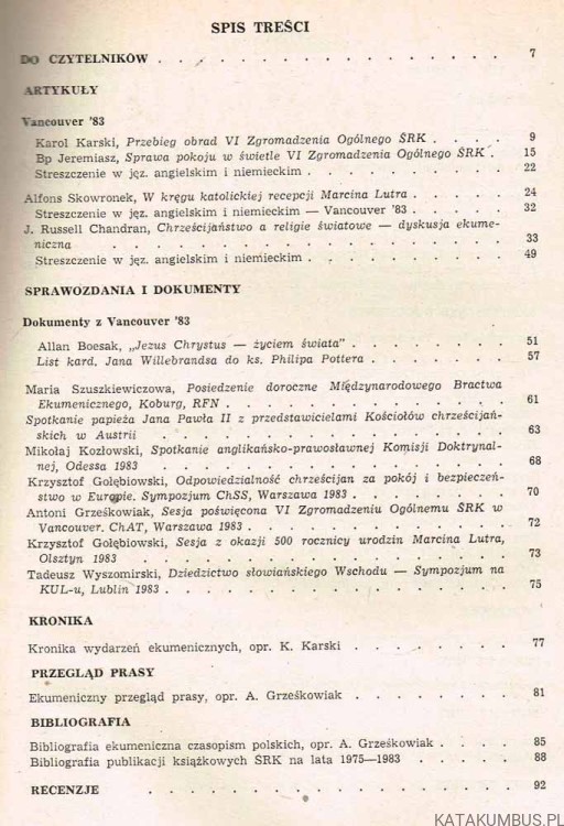 Studia i dokumenty ekumeniczne. Kwartalnik 1 /84. PRACA ZBIOROWA