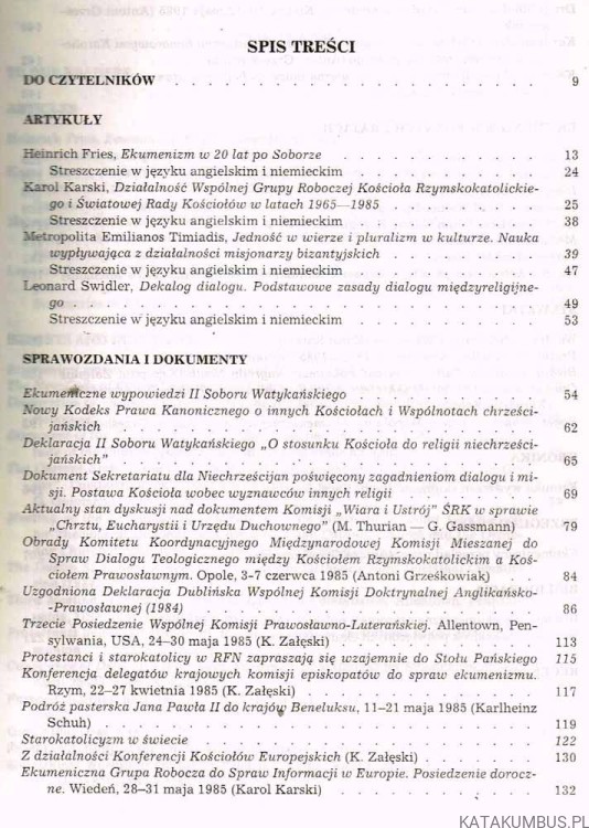 Studia i dokumenty ekumeniczne. Kwartalnik 3-4 /85. PRACA ZBIOROWA