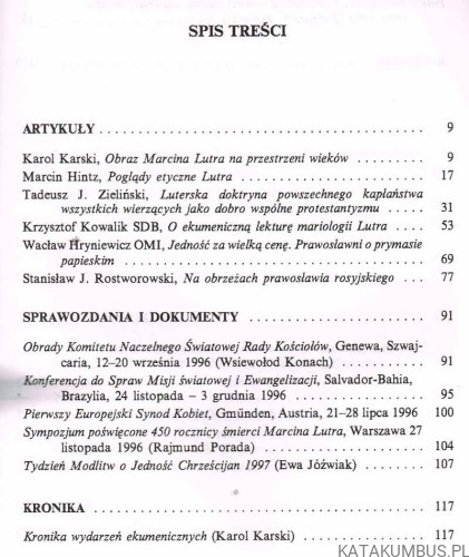 Studia i dokumenty ekumeniczne. Kwartalnik 1. Rok 1997. PRACA ZBIOROWA