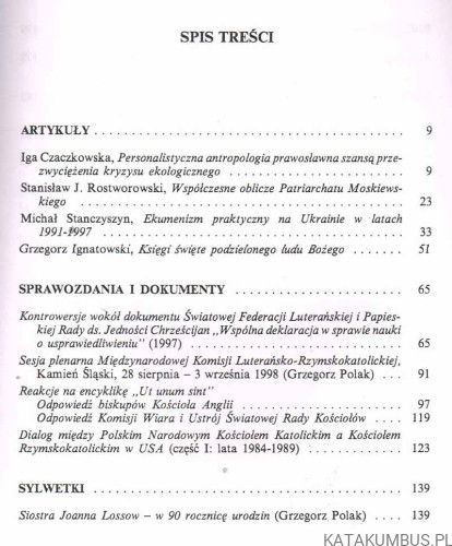 Studia i dokumenty ekumeniczne. Kwartalnik 2. Rok 1998. PRACA ZBIOROWA