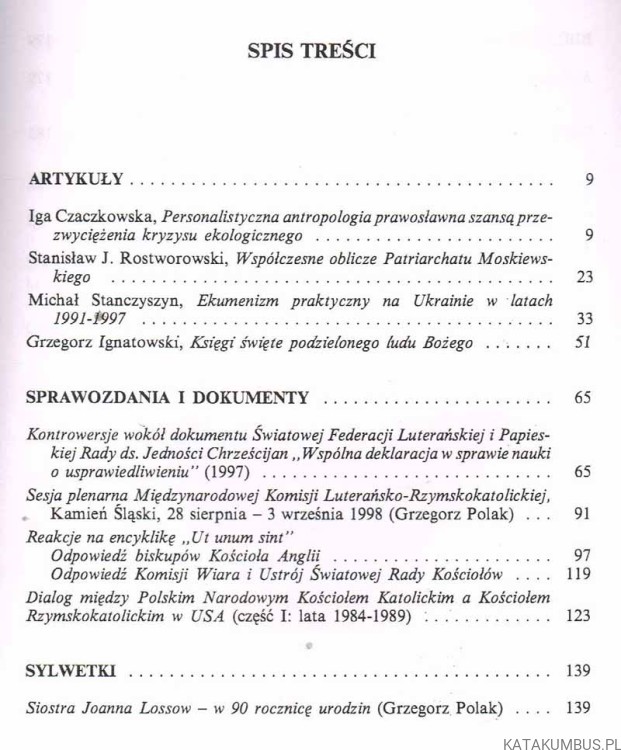 Studia i dokumenty ekumeniczne. Kwartalnik 2. Rok 1998. PRACA ZBIOROWA