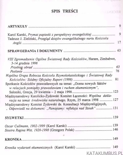 Studia i dokumenty ekumeniczne. Kwartalnik 1. rok 1999. PRACA ZBIOROWA