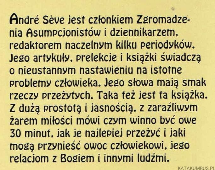 30 minut dla Boga. ANDRE SEVE