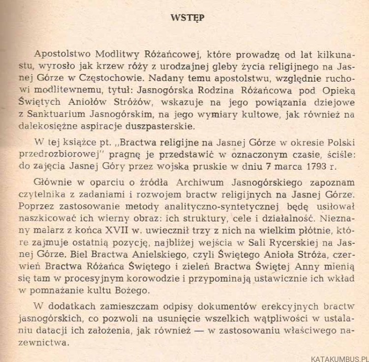 Bractwa religijne na Jasnej Górze w okresie Polski przedrozbiorowej. o. BRONISŁAW MATYSZCZYK