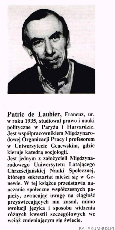 Myśl społeczna Kościoła Katolickiego od Leona XII do Jana Pawła II. PATRICK DE LAUBIER