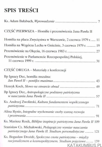 Jan Paweł II nauczycielem patriotyzmu / red. ks. Adam Bałabuch