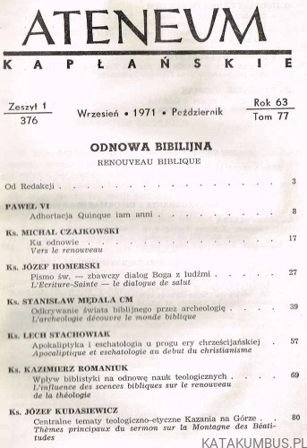 Odnowa Biblijna. Ateneum Kapłańskie Nr 376