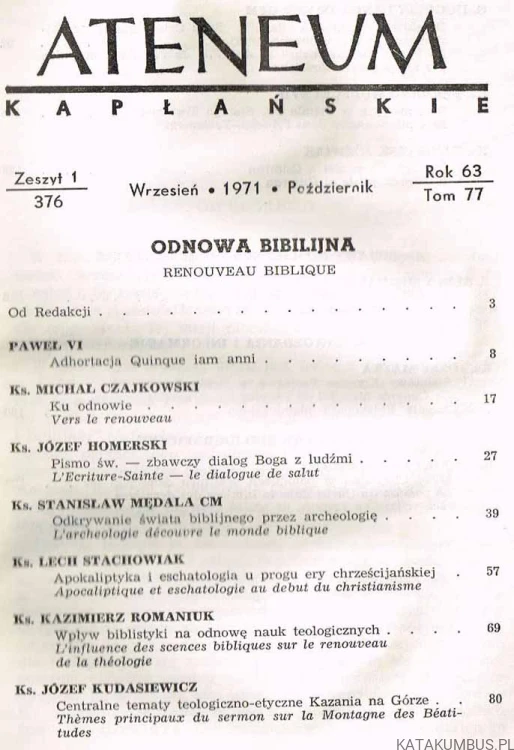 Odnowa Biblijna. Ateneum Kapłańskie Nr 376