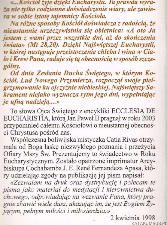 Tajemnica Mszy świętej. Świadectwo Cataliny Rivas
