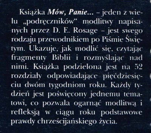 Mów, Panie / David E. Rosage