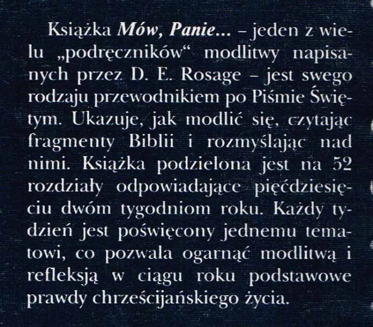Mów, Panie / David E. Rosage
