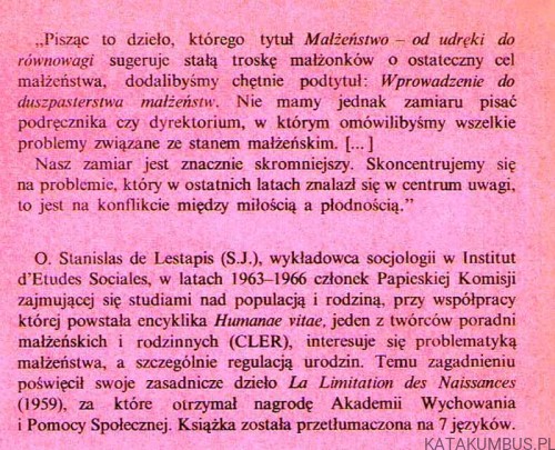 Małżeństwo. STANISLAS DE LESTAPIS