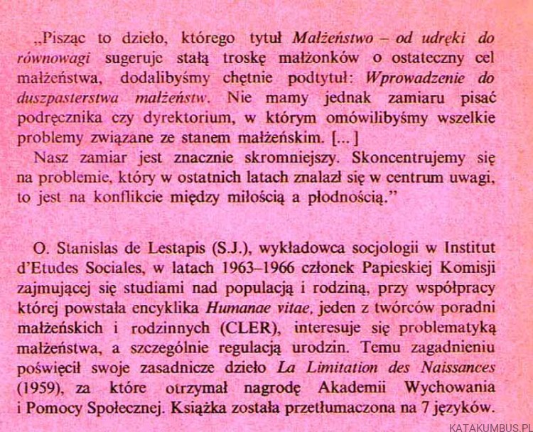 Małżeństwo. STANISLAS DE LESTAPIS