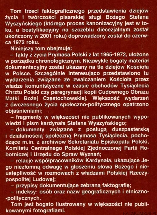 Życie, twórczość i posługa Prymasa Tysiąclecia. Tom 3 / Marian P. Romaniuk