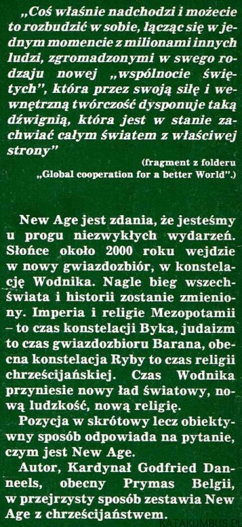Nowy ład nowa ludzkość nowa wiara NEW AGE. Kard. GODFRIED DANNEELS