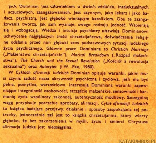 Cykle afirmacji ludzkich. JACK DOMINIAN