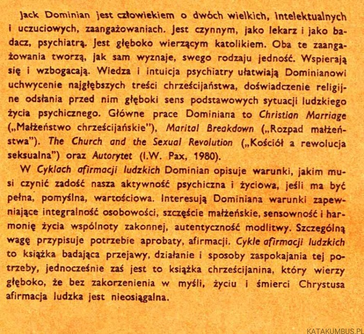 Cykle afirmacji ludzkich. JACK DOMINIAN