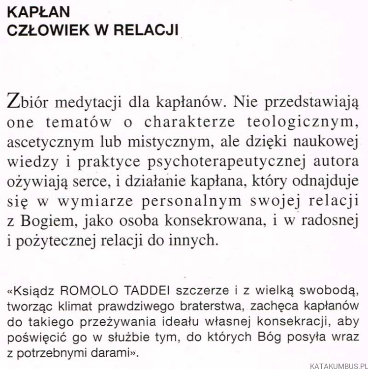 Kapłan człowiek w relacji. Medytacje dla kapłanów. ROMOLO TADDEI