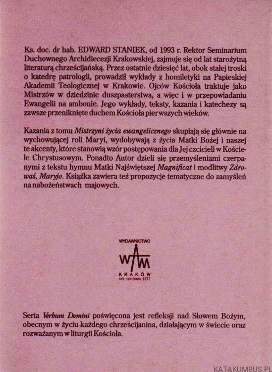 Mistrzyni życia ewangelicznego. KS. EDWARD STANIEK
