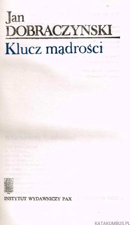 Klucz mądrości. JAN DOBRACZYŃSKI