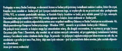Jezus uwalnia w Eucharystii. O. JÓZEF KOZŁOWSKI SJ