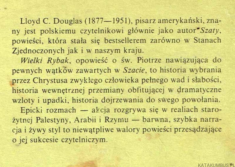 Wielki Rybak. LLOYD C. DOUGLAS