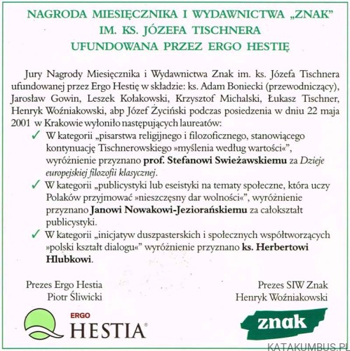 Miesięcznik ZNAK 553 (6/2001). O potrzebie metafizyki. PRACA ZBIOROWA